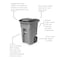 Toter Toter 48 Gal. Trash Can Graystone with Quiet Wheels and Lid ANA48 - alternate 4